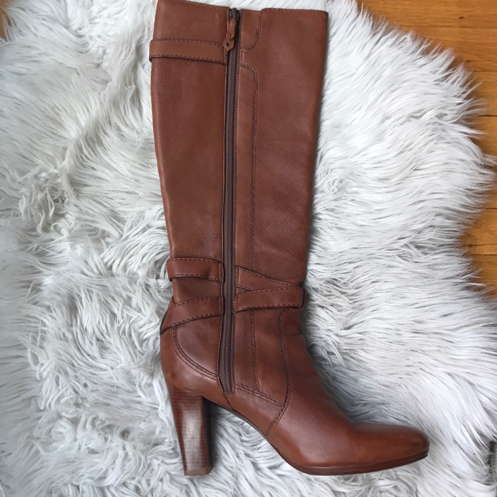 Cole Haan Nike Air High Heel Boots Leather Brown - Picture 13 of 16